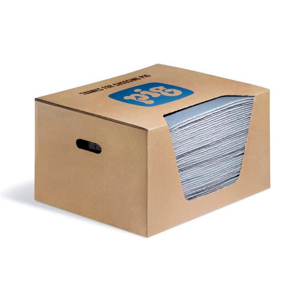PIG BLUE® Light - Saugmatte im Ausgabekarton - Absorbiert 45,5 Liter pro Karton - Inhalt 50 Matten pro Karton