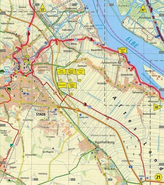 Radwanderkarte Elberadweg 03. Wittenberge - Cuxhaven/Brunsbüttel 1 : 50 000