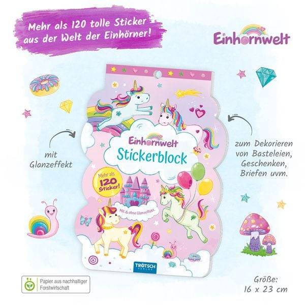 Trötsch Stickerblock Einhornwelt