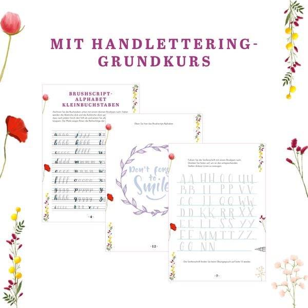 Design Paper A6 Sag's mit Blumen. Mit Handlettering-Grundkurs