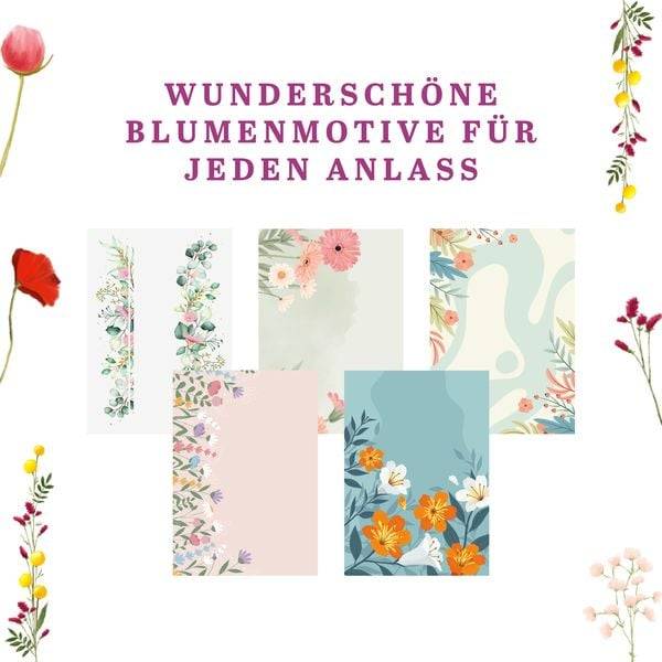 Design Paper A6 Sag's mit Blumen. Mit Handlettering-Grundkurs