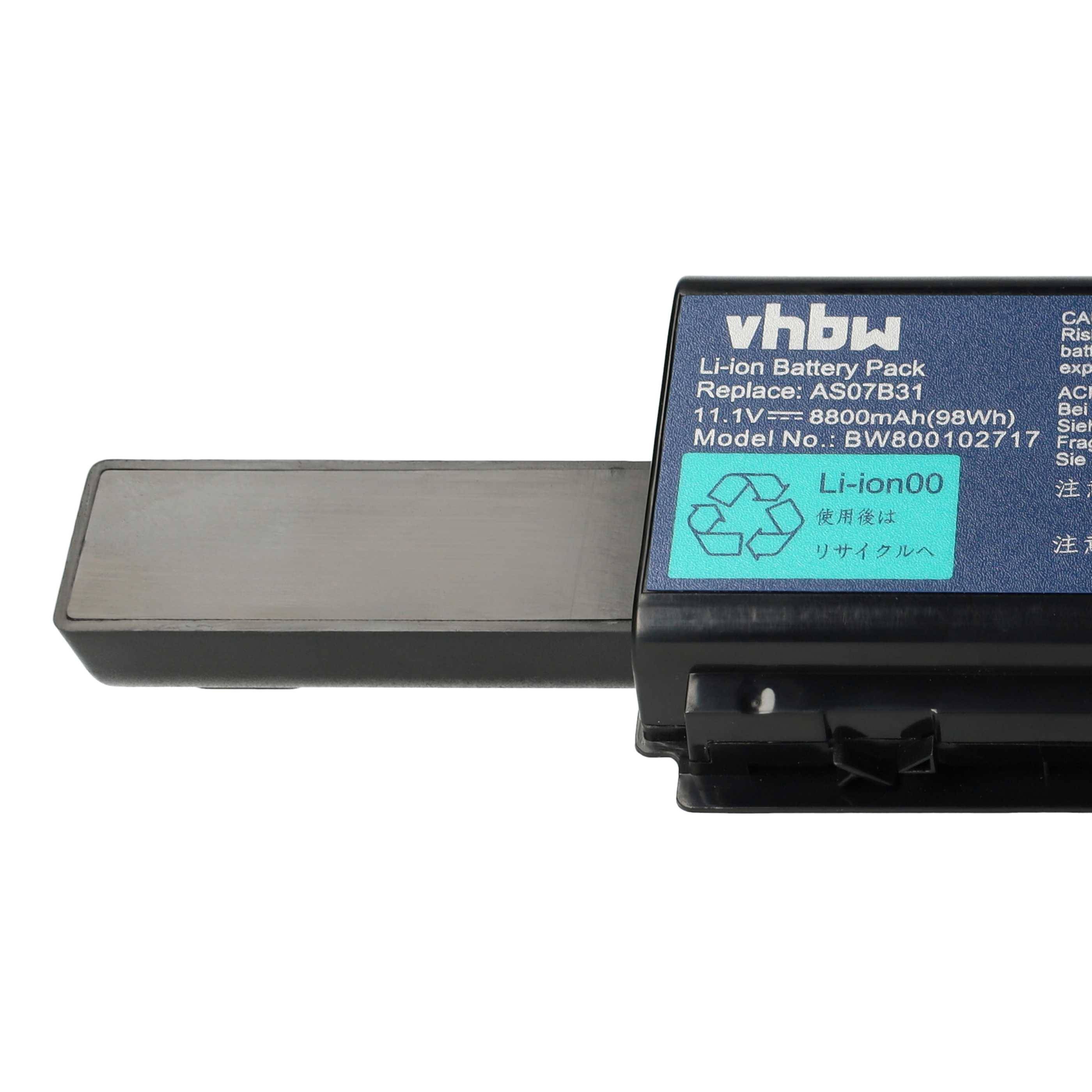 vhbw 1x Akku kompatibel mit Acer Aspire 7720G-302G32Hi, 7720G-302G25Mi, 7720G-302G25Mn Notebook (8800 mAh, 11,1 V, Li-Ion)