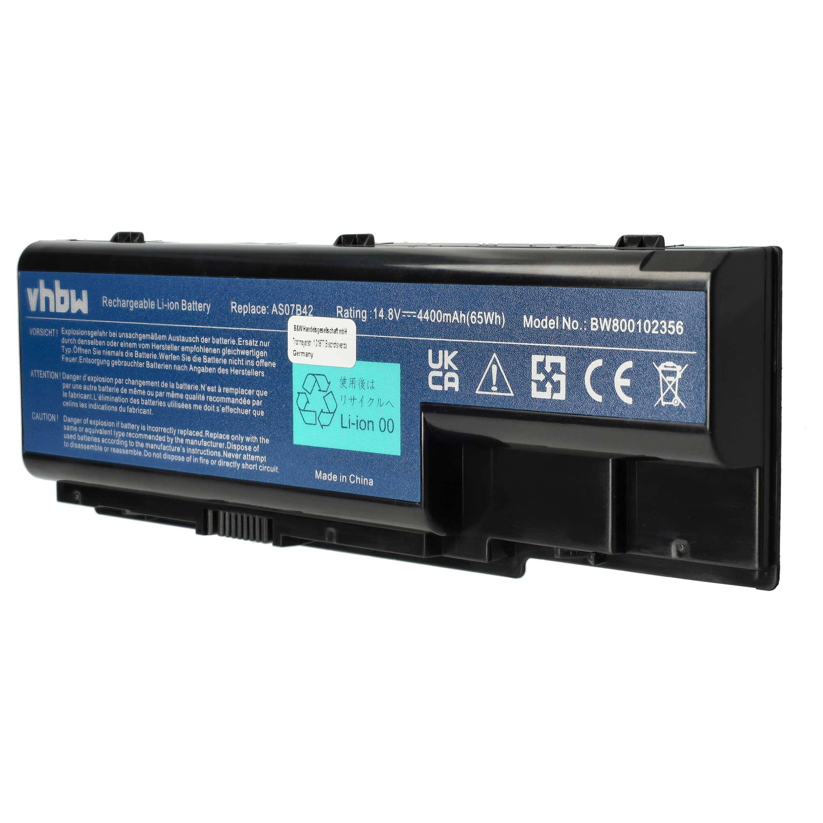vhbw 1x Akku kompatibel mit Gateway MD7800, MD7801, MD7811, MD7811u, MD7801u, MD7335, MD7335u Notebook (4400 mAh, 14,8 V, Li-Ion)