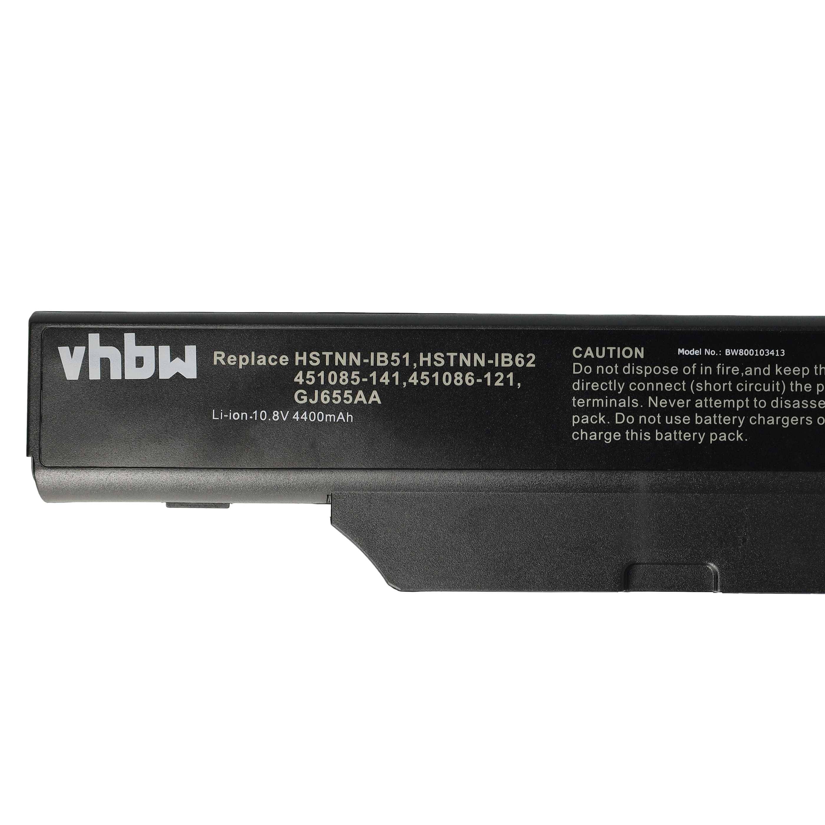 vhbw Akku Ersatz für HP GJ655AA, 451545-361, 456623-001, 456864-001, 6520, 456865-001 für Notebook (4400 mAh, 10,8 V, Li-Ion)