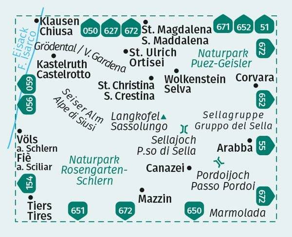 KOMPASS Wanderkarte 616 Gröden / Val Gardena, Sella, Canazei 1:25.000