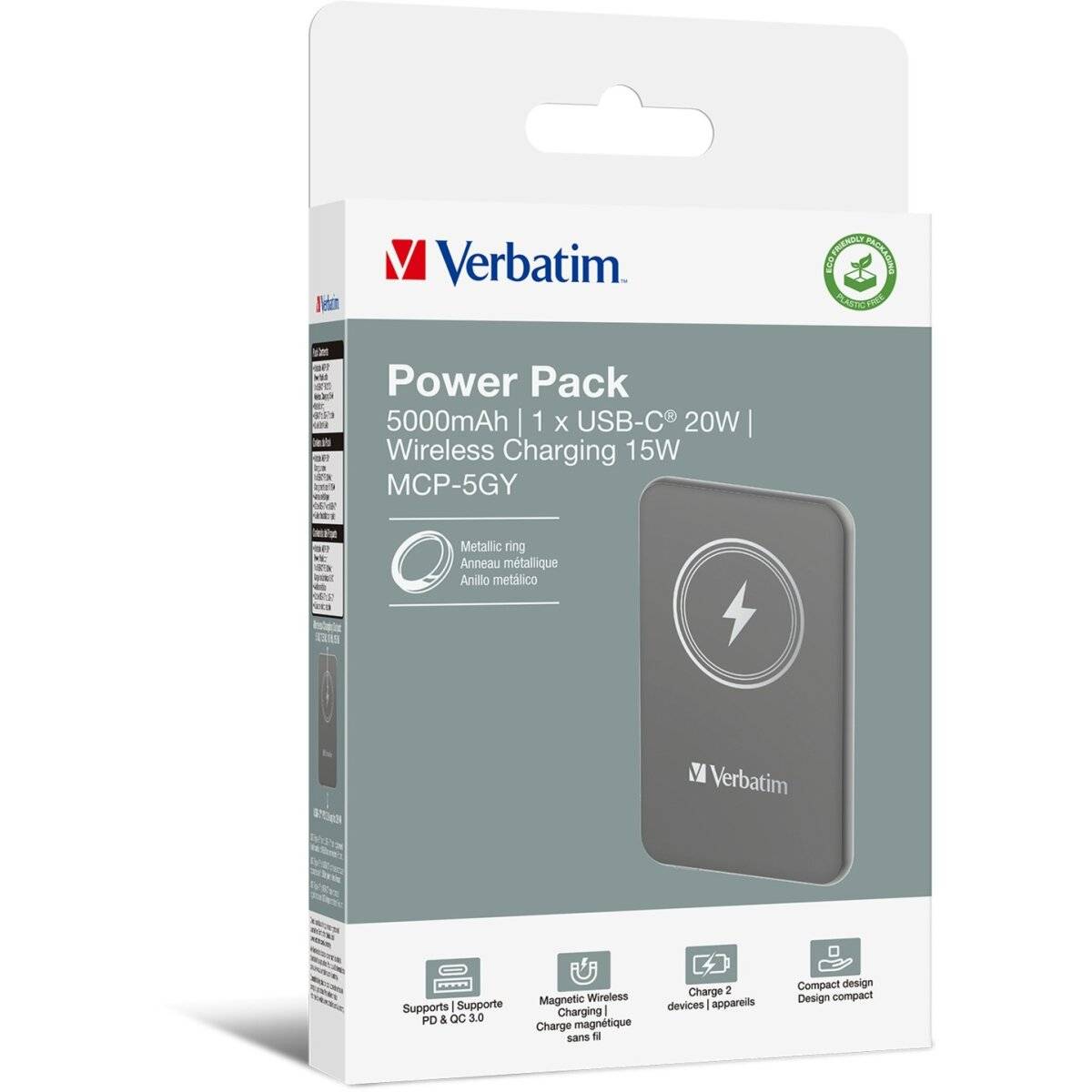 Verbatim Powerbank Magnetic Akku Ladegerät 5.000mAh Grau