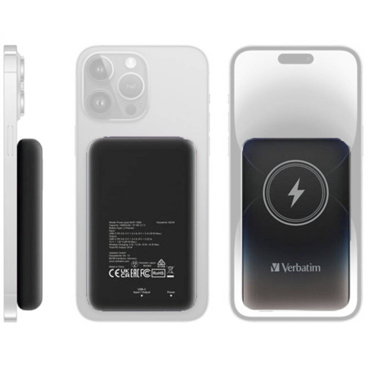 Verbatim Powerbank Magnetic Akku Ladegerät 10.000mAh Schwarz