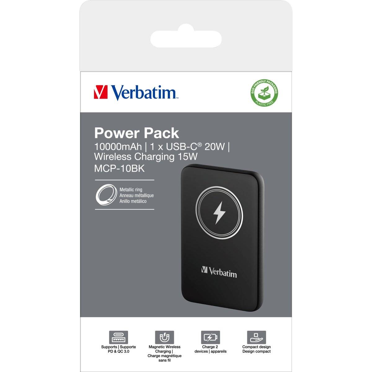 Verbatim Powerbank Magnetic Akku Ladegerät 10.000mAh Schwarz