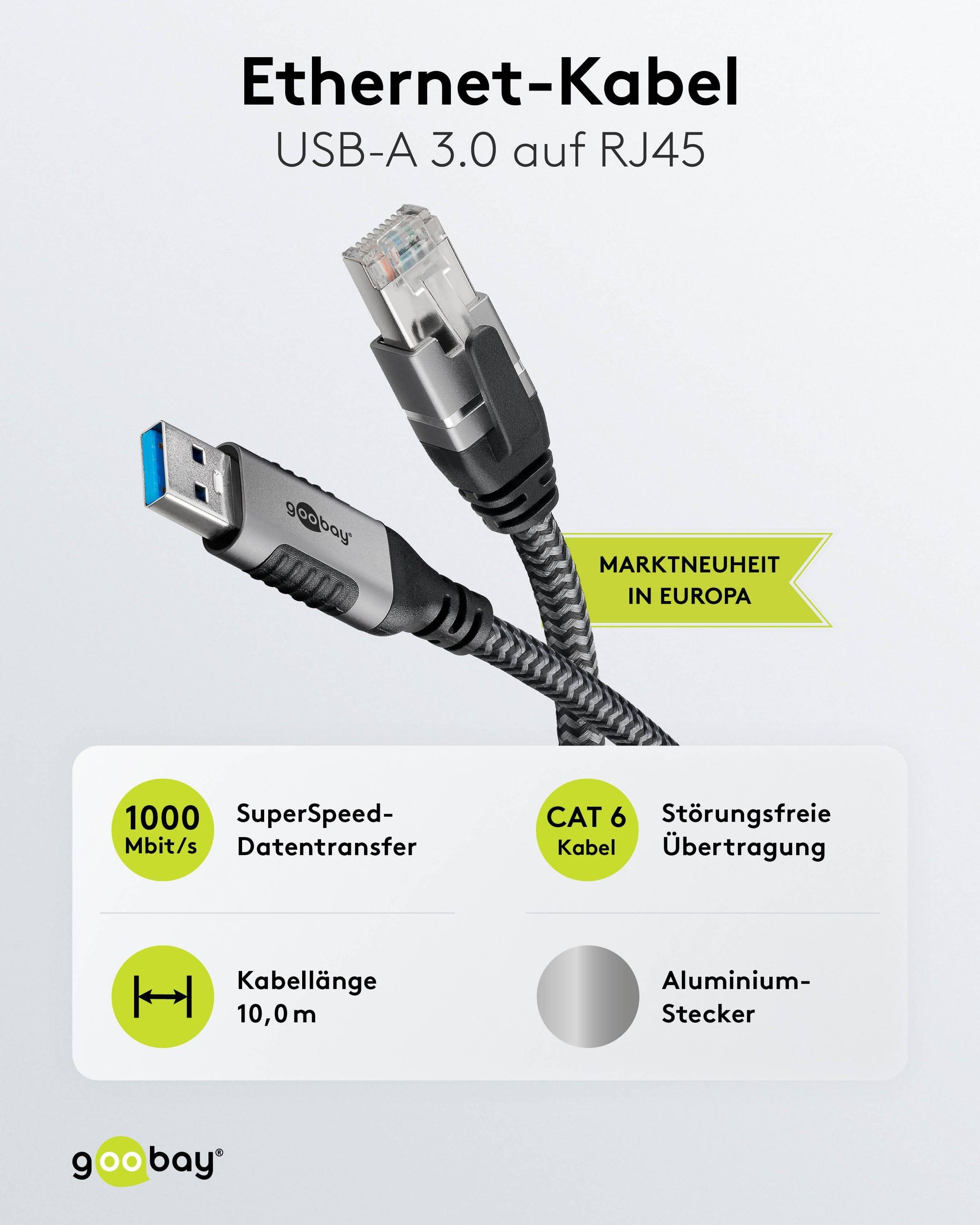 Goobay Netzwerkkabel - USB Typ A (M) zu RJ-45 (M)