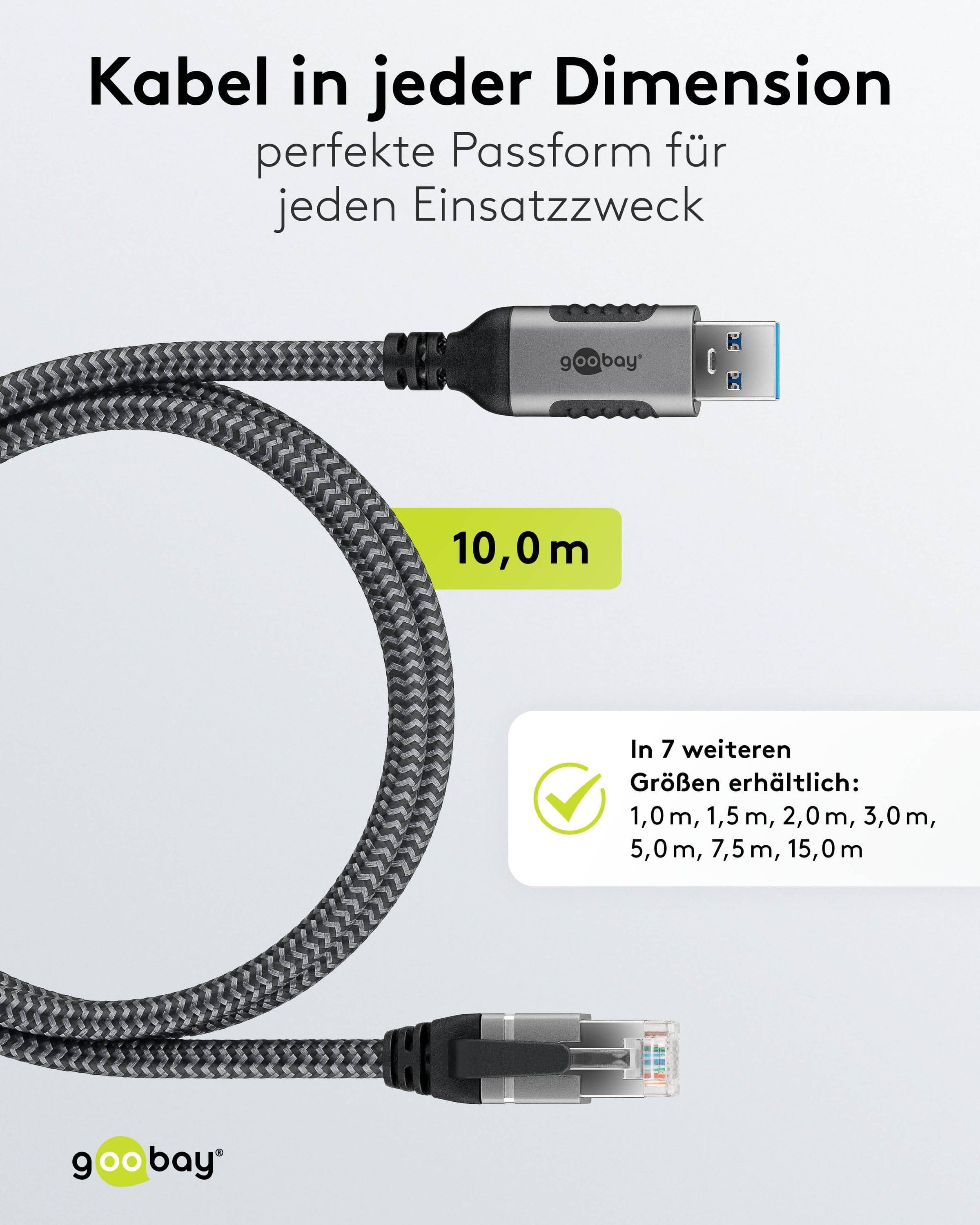 Goobay Netzwerkkabel - USB Typ A (M) zu RJ-45 (M)