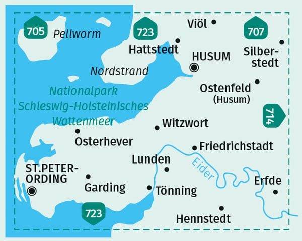 KOMPASS Wanderkarte 712 Husum, St. Peter-Ording, Südliches Nordfriesland 1:50.000