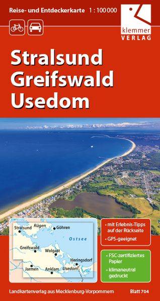 Reise- und Entdeckerkarte Stralsund, Greifswald, Usedom 1 : 100 000