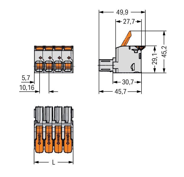 WAGO GmbH & Co. KG 1-Leiter-Federleiste Hebel 832-1104