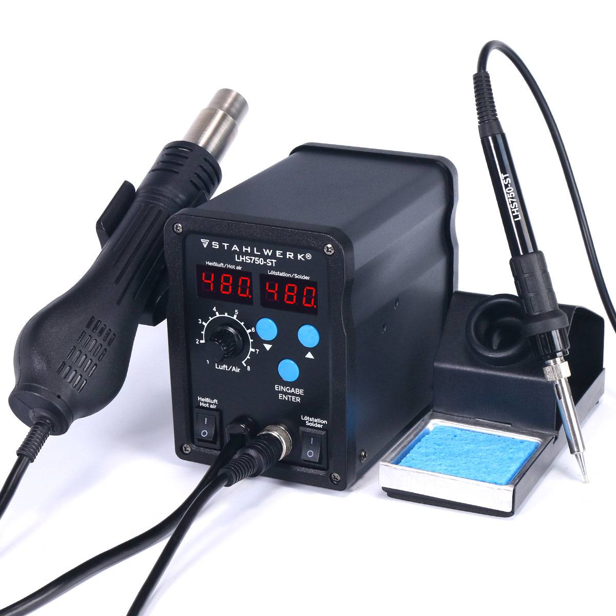 STAHLWERK Heißluft-Lötstation LHS750-ST 2 in 1 Lötgerät mit 750 Watt