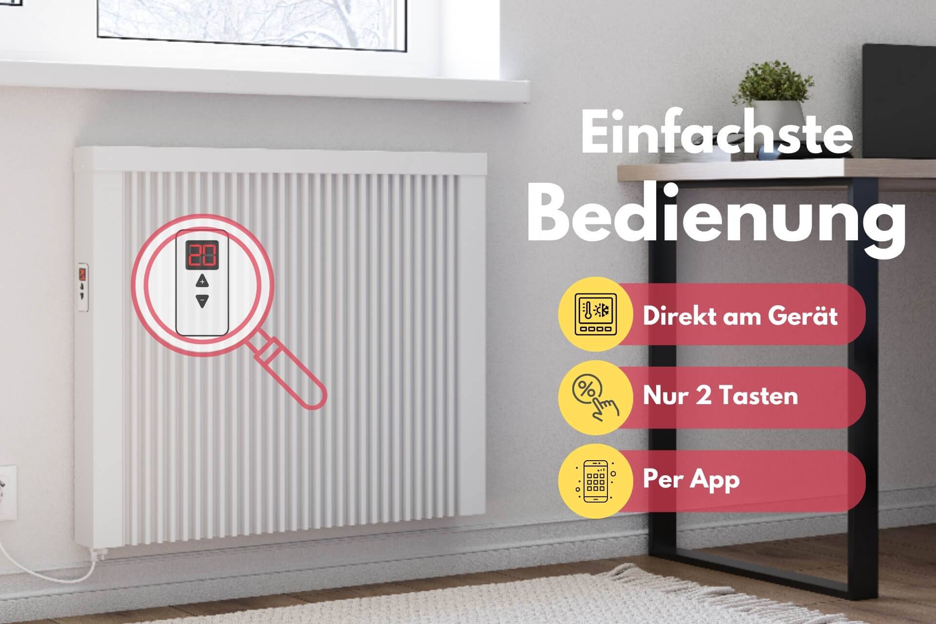 Elektroheizung areo direct Flächenspeicherheizung 1950 Watt - simples Thermostat - Appsteuerung ohne Zusatzhardware möglich von eVARMO