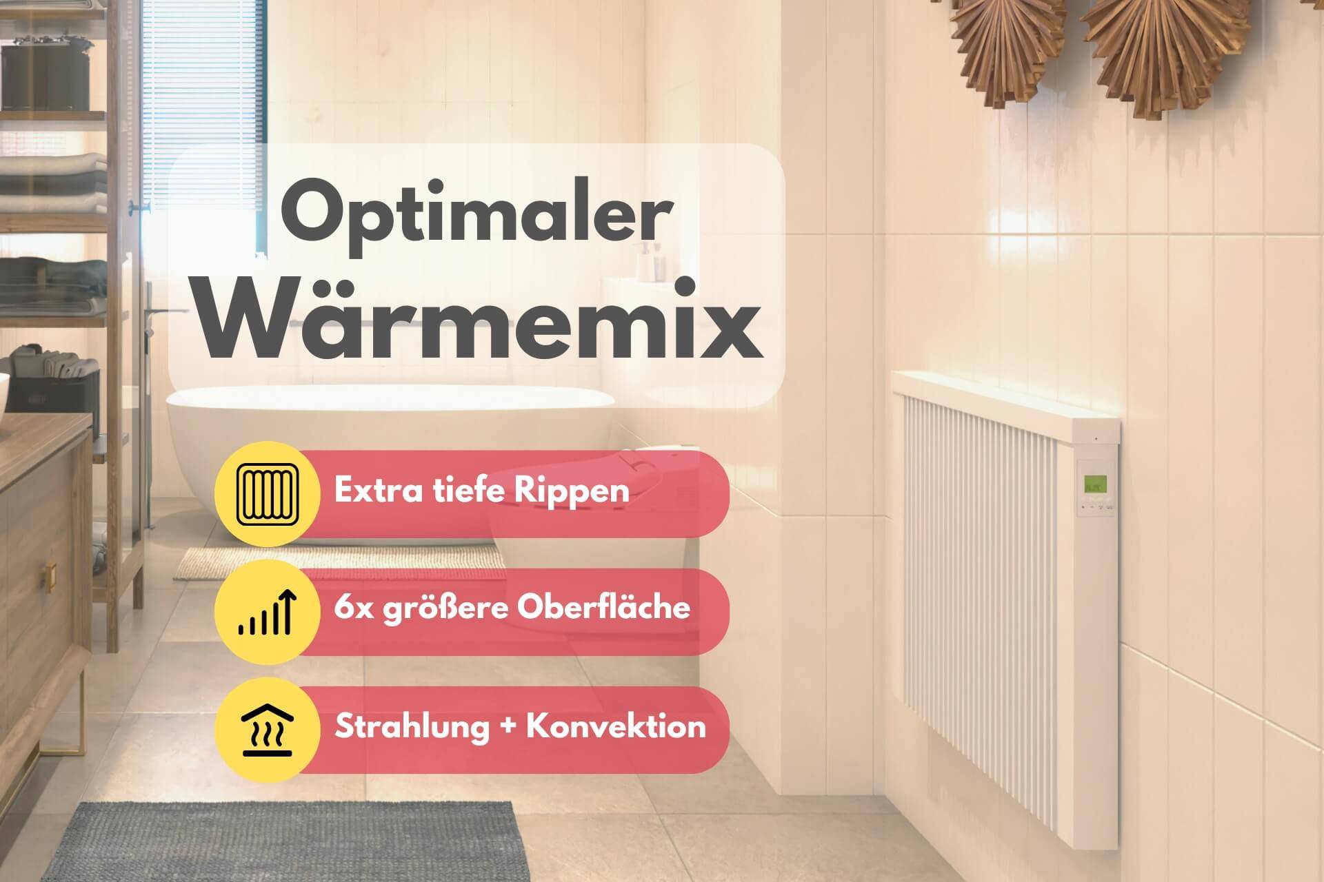 Elektroheizung areo bano Flächenspeicherheizung 650 Watt - IP24 fürs Bad - digitales Thermostat mit LCD-Display - Option zur Appsteuerung von eVARMO