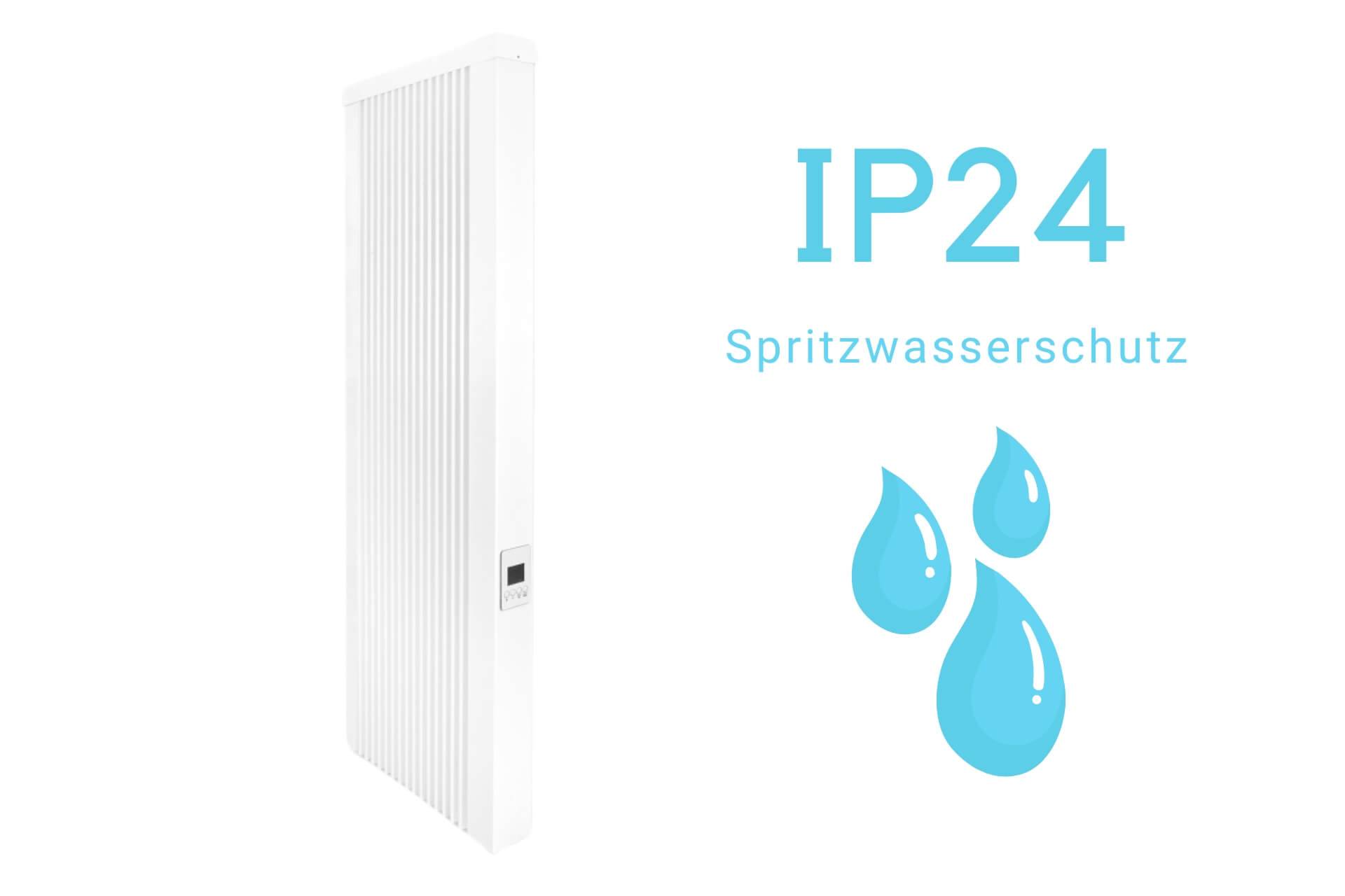 Elektroheizung areo bano hohe Flächenspeicherheizung 1000 Watt - hohe IP24 Flächenspeicherheizungs fürs Bad - digitales Thermostat mit LCD-Display