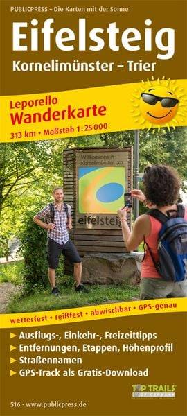 Wanderkarte Eifelsteig, Kornelimünster - Trier 1 : 25 000