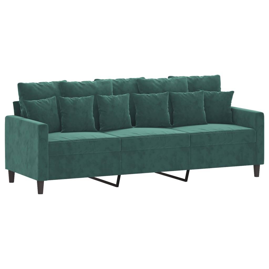 vidaXL 3-Sitzer-Sofa Dunkelgrün 180 cm Samt