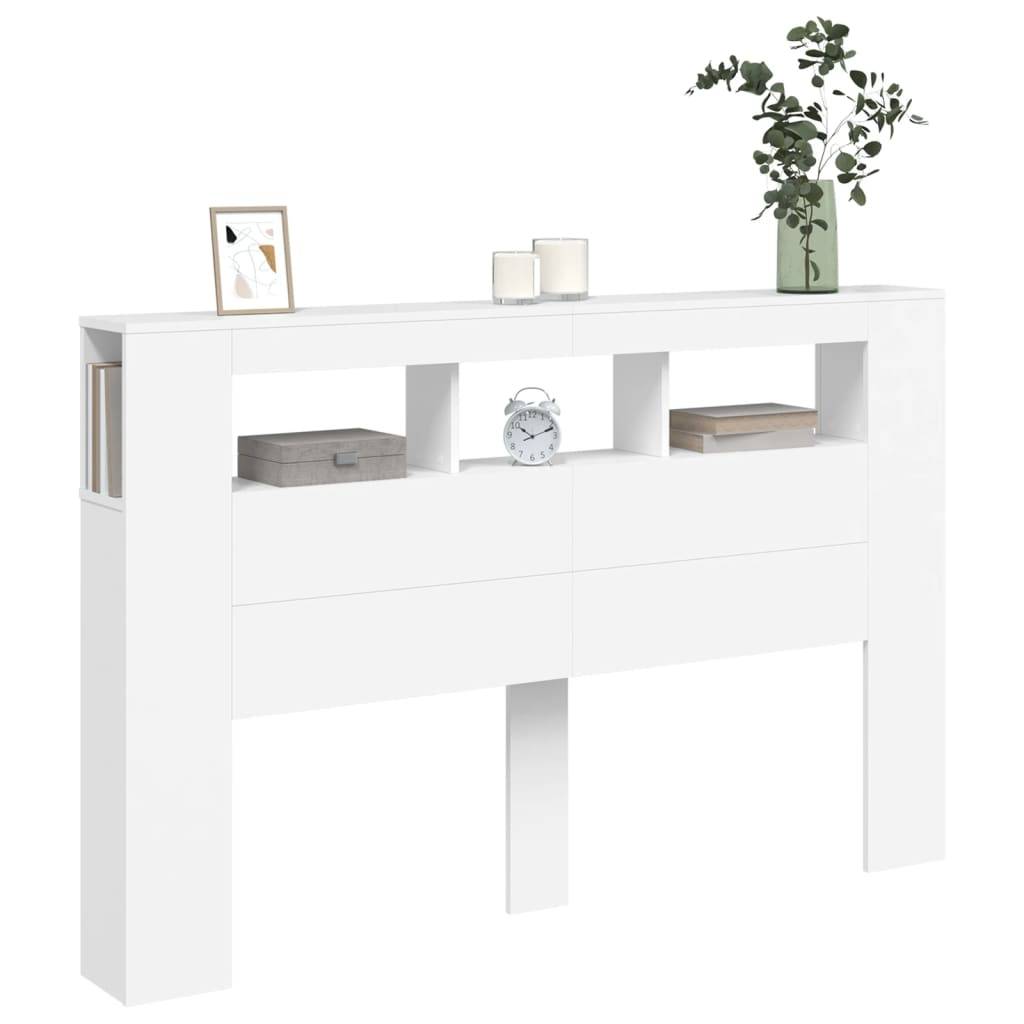 vidaXL LED-Kopfteil Weiß 160x18,5x103,5 cm Holzwerkstoff