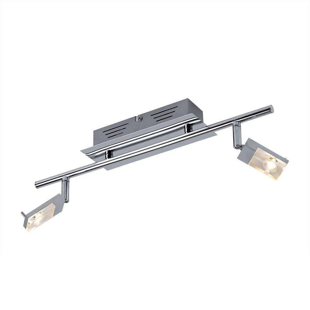 Deckenleuchte Deckenstrahler Wohnzimmer 2 flammig Deckenlampe zwei Strahler schwenkbar, Metall chrom, 2x LED 3W 170Lm warmweiß, LxBxH 44,5x17x17 cm