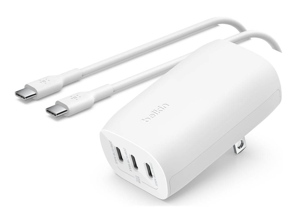 Belkin BoostCharge - Netzteil - PPS Technology - 67 Watt - 3.25 A - PD 3.0, Power Delivery 3.1 - 3 Ausgabeanschlussstell