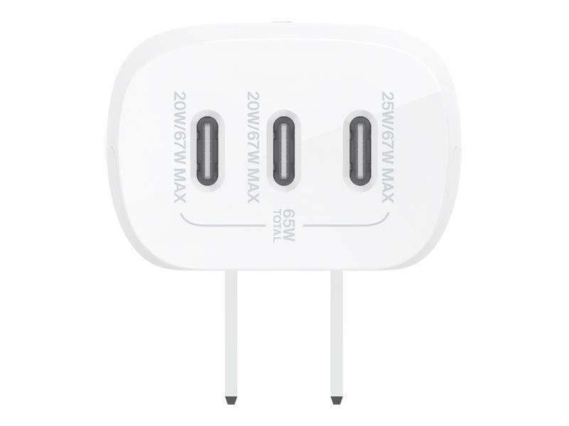 Belkin BoostCharge - Netzteil - PPS Technology - 67 Watt - 3.25 A - PD 3.0, Power Delivery 3.1 - 3 Ausgabeanschlussstell