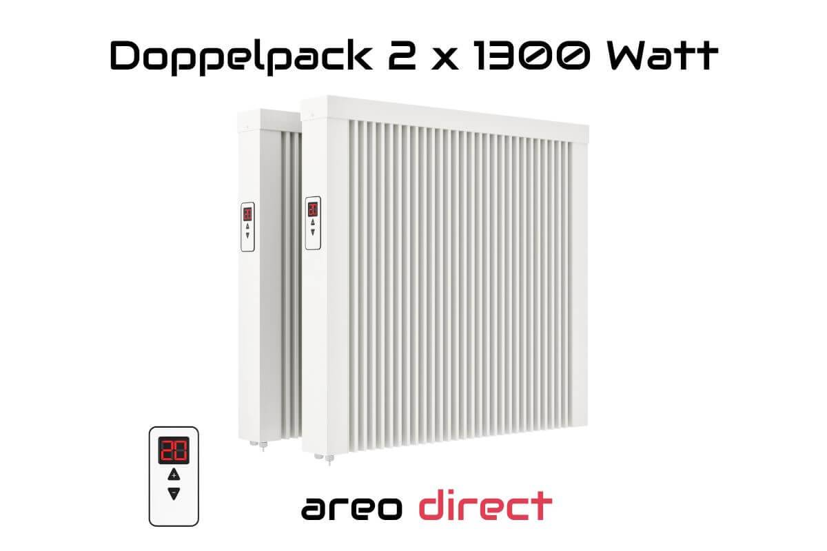 Elektroheizung Doppelpack 2x 1300 Watt Flächenspeicherheizung areo direct - simples Thermostat - Appsteuerung ohne Zusatzhardware möglich von eVARM