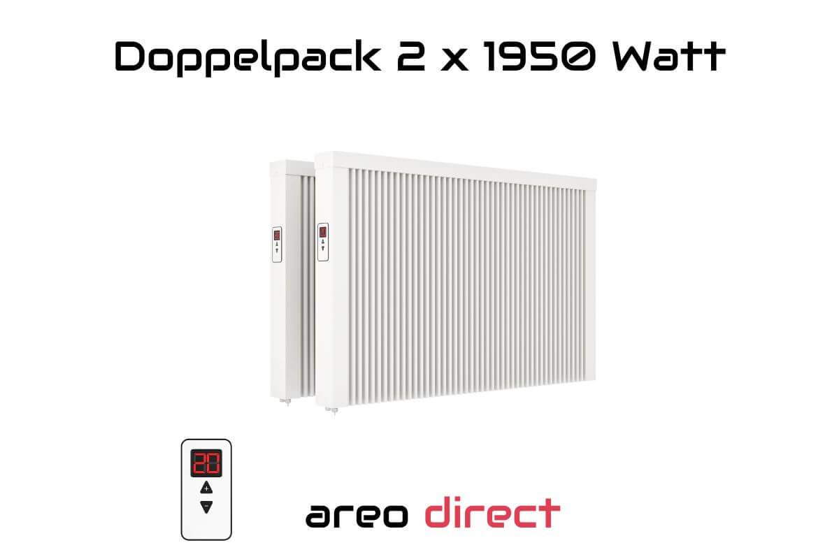 Elektroheizung Doppelpack 2x 1950 Watt Flächenspeicherheizung areo direct - simples Thermostat - Appsteuerung ohne Zusatzhardware möglich von eVARM