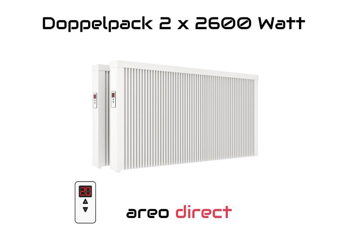 Elektroheizung Doppelpack 2x 2600 Watt Flächenspeicherheizung areo direct - simples Thermostat - Appsteuerung ohne Zusatzhardware möglich von eVARM