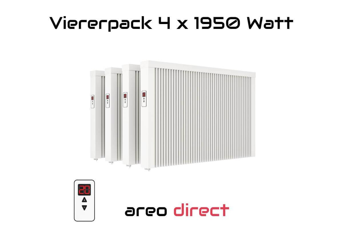 Elektroheizung Viererpack 4x 1950 Watt Flächenspeicherheizung areo direct - simples Thermostat - Appsteuerung ohne Zusatzhardware möglich von eVARM