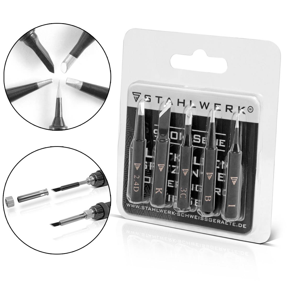 STAHLWERK Lötkolbenspitzen-Set für Lötkolben mit 900M-T System 5er Set
