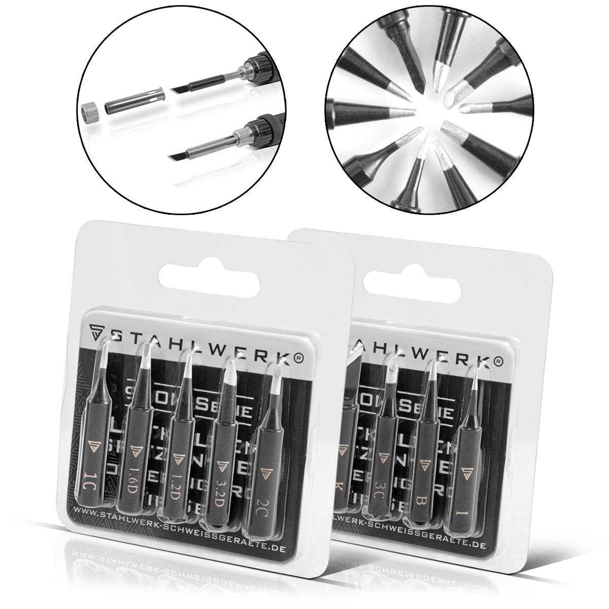 STAHLWERK Profi Lötkolbenspitzen-Set für Lötkolben mit 900M-T System 10er Set