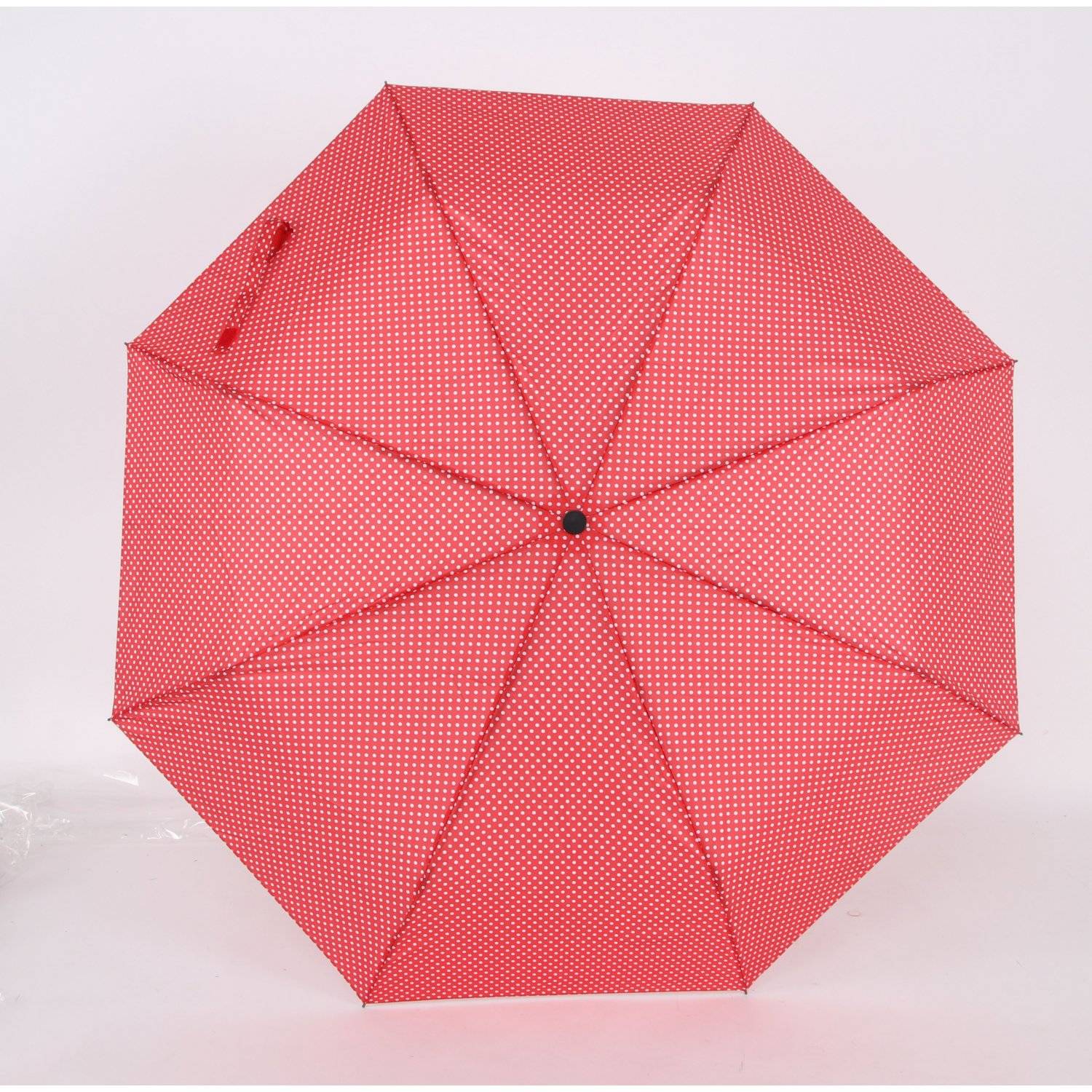 Teleskop Taschenschirm mit Schutzhülle 98 cm gepunktet Fiberglasstange Wasserfest Rot