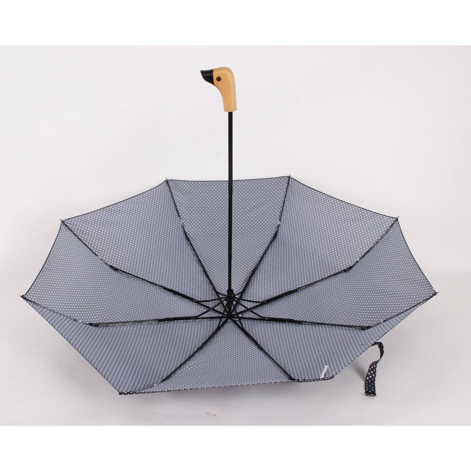 Teleskop Taschenschirm mit Schutzhülle 98 cm gepunktet Fiberglasstange Wasserfest Schwarz