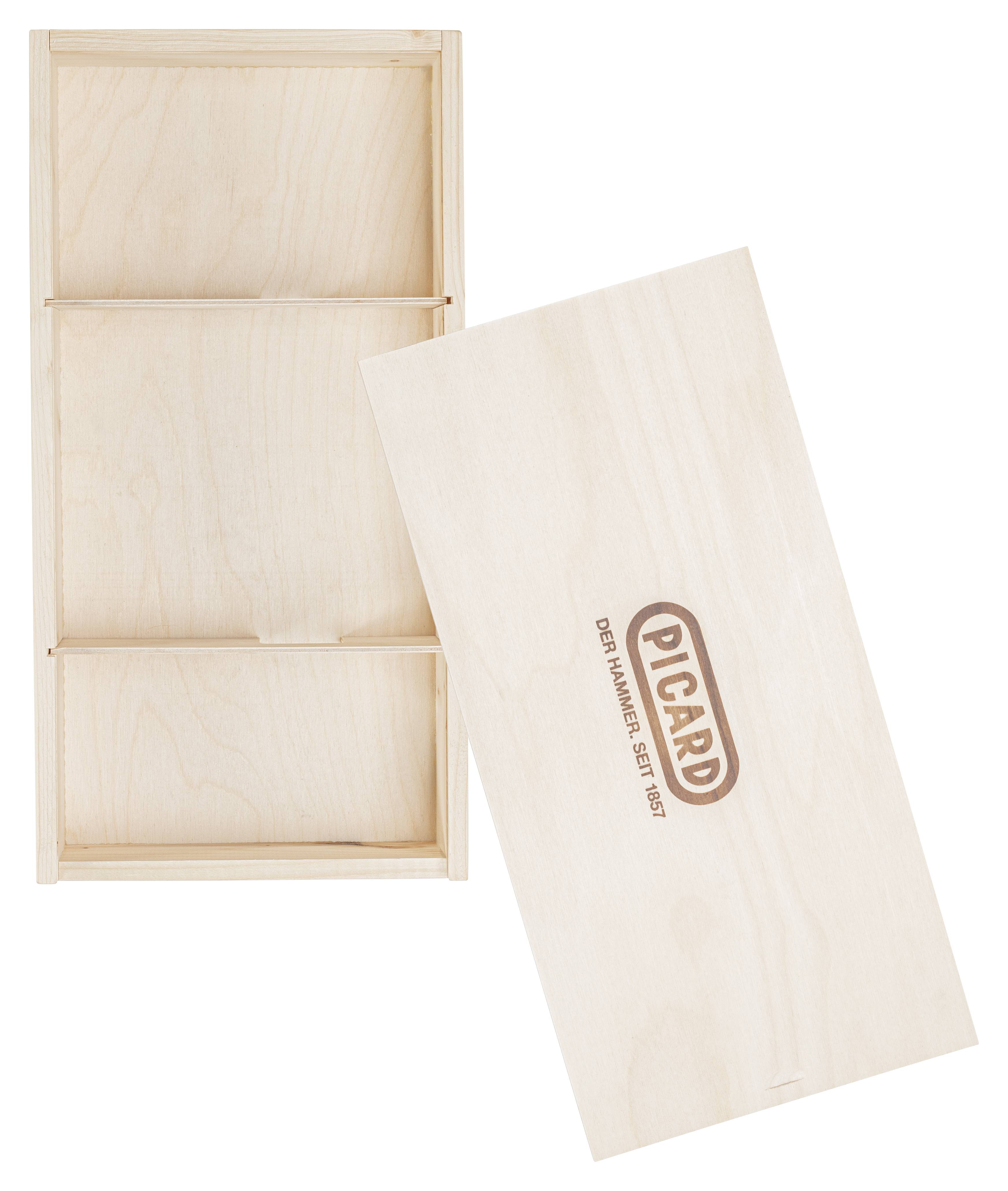 PICARD Geschenkverpackung 39,5x20x6,5cm aus Holz für Lattbeile und Klauenhämmer