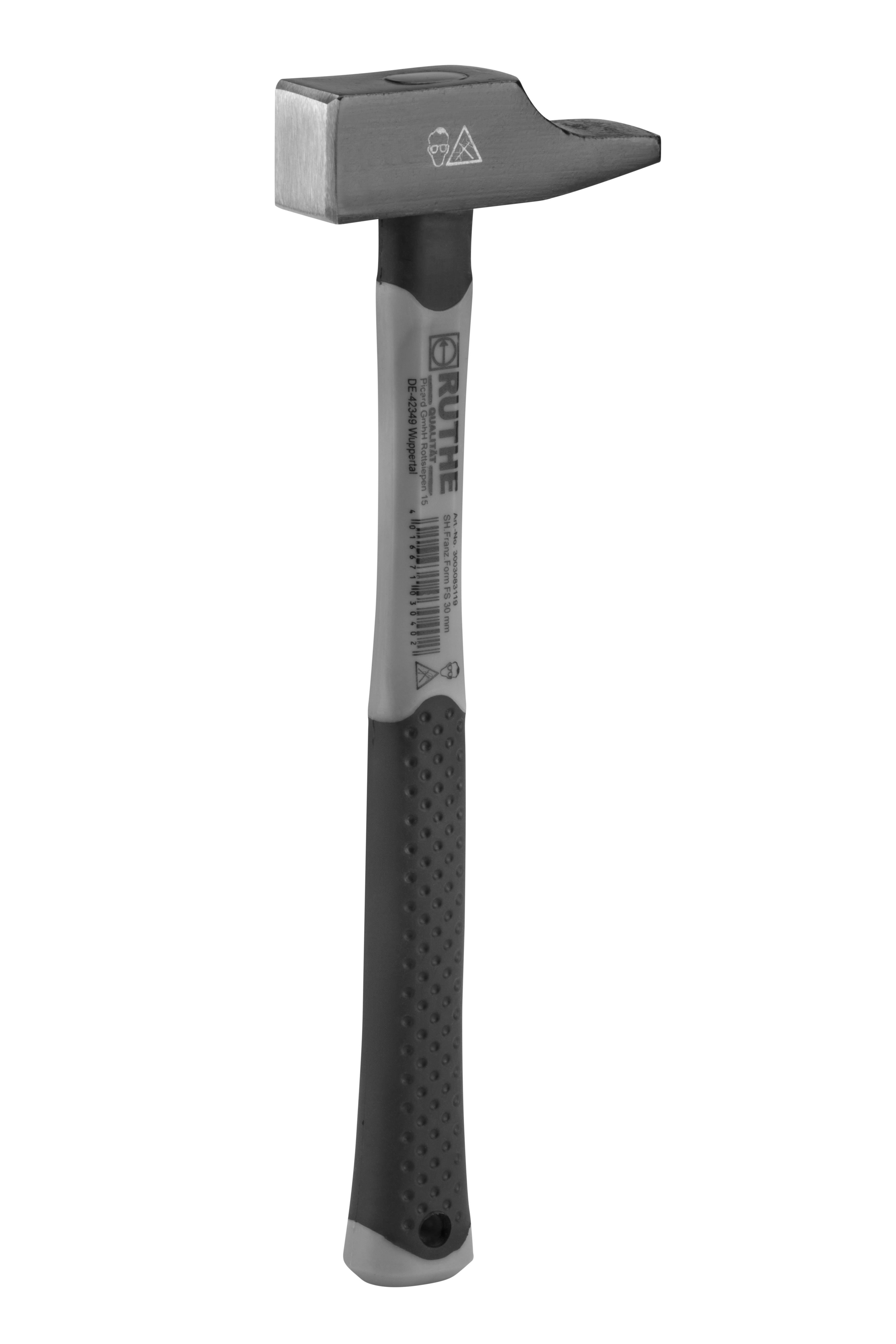 RUTHE Schlosserhammer 30 mm Französische Form mit Fiberglasstiel