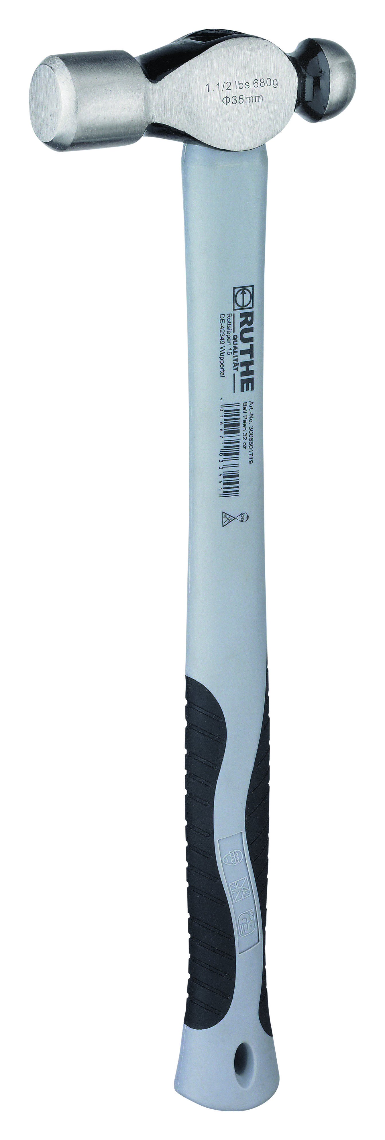 RUTHE Schlosserhammer 560g Englische Form mit Fiberglasstiel