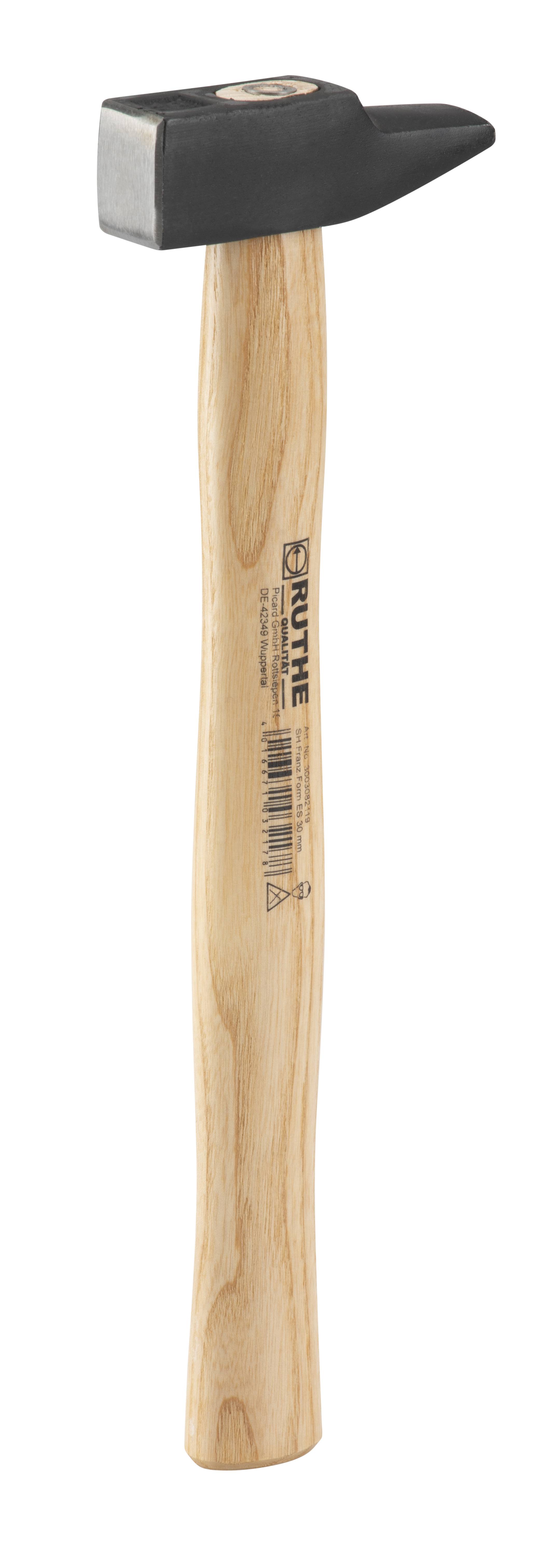 RUTHE Schlosserhammer 30 mm Französische Form mit Eschenstiel