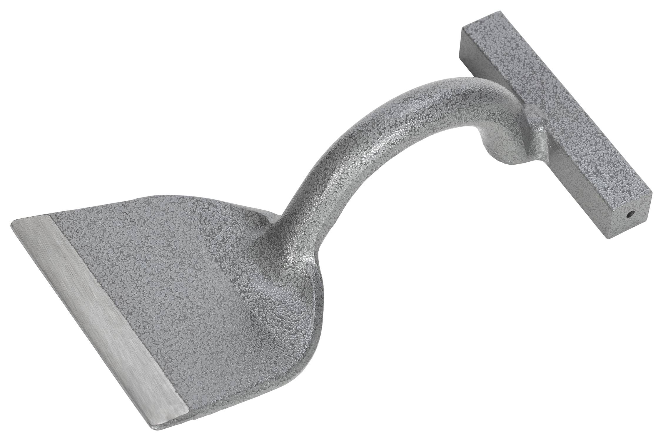 Eine gekrümmte Hacke mit stabilem Griff, entworfen für Garten- oder Landwirtschaftsaufgaben, vor weißem Hintergrund dargestellt.