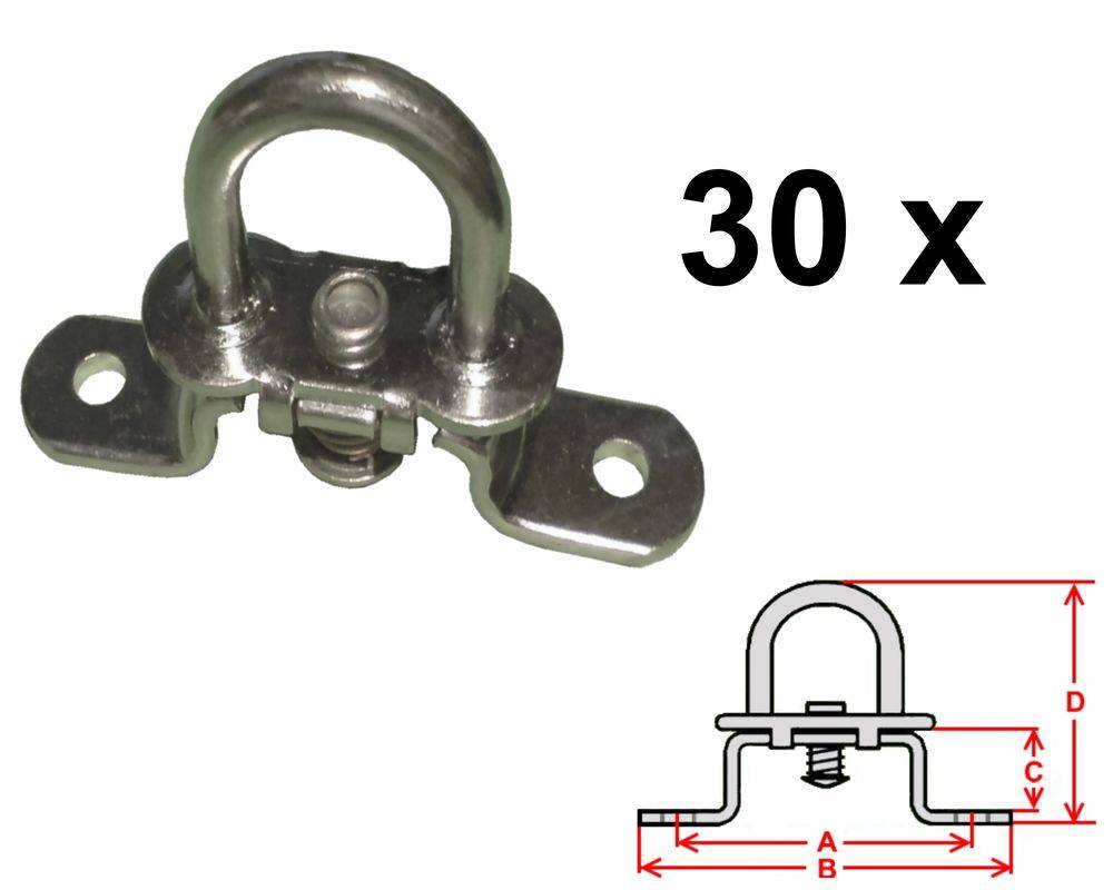30 Stück - Drehverschluss für Ovalösen - verzinkt - 42x22mm