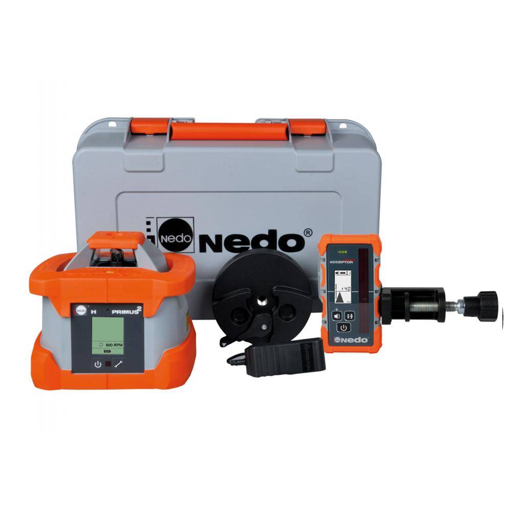 Nedo Rotationslaser - PRIMUS 2 H - Laserklasse 3R - inkl. Laserempfänger ACCEPTOR MAXX