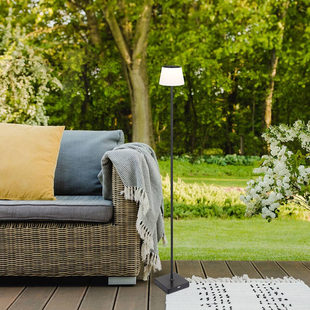 Stehlampe Stehleuchte Standleuchte Beistellleuchte Außenlampe mit Touchdimmer, Metall Kunststoff schwarz, Akku CCT USB, LED 4W 200Lm 3000K, 4000K