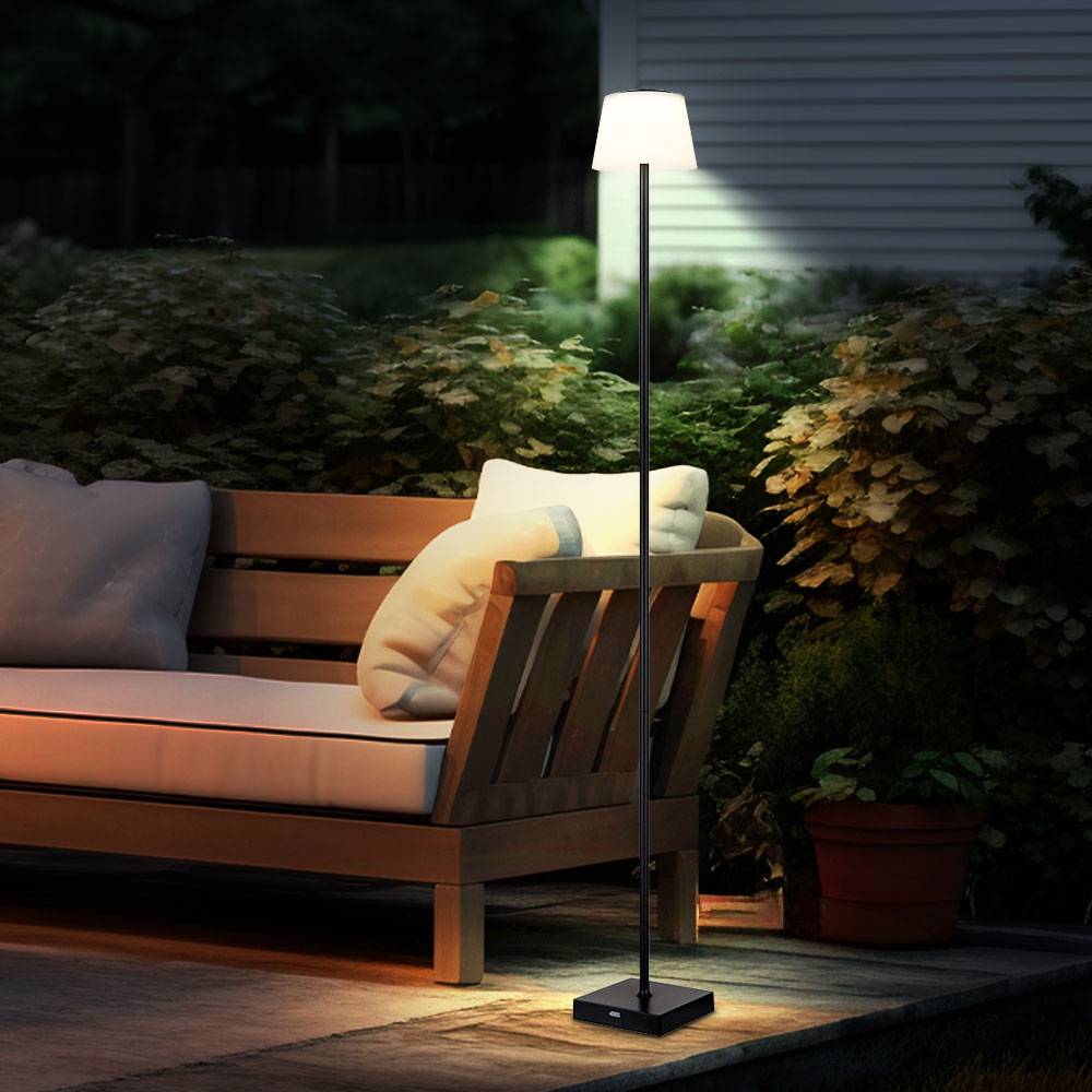 Stehlampe Stehleuchte Standleuchte Beistellleuchte Außenlampe mit Touchdimmer, Metall Kunststoff schwarz, Akku CCT USB, LED 4W 200Lm 3000K, 4000K