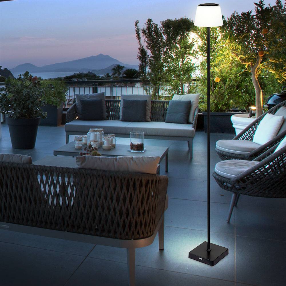 Stehlampe Stehleuchte Standleuchte Beistellleuchte Außenlampe mit Touchdimmer, Metall Kunststoff schwarz, Akku CCT USB, LED 4W 200Lm 3000K, 4000K