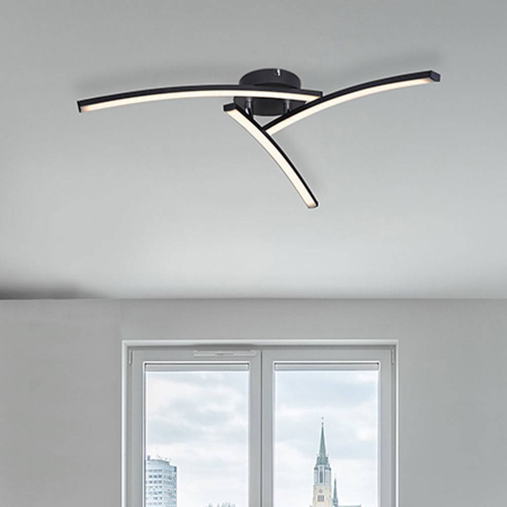 LED Deckenlampe verstellbar Deckenleuchte Wohnzimmerlampe schwarz Schlafzimmerleuchte, 18W 1500lm warmweiß, DxH 60 x 12,5 cm