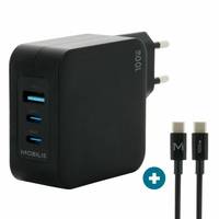Mobilis - Netzteil - schnell, GaN - 100 Watt - Quick Charge, PD/PPS - 3 Ausgabeanschlussstellen (USB, 2 x USB-C)