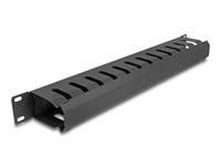 Delock - Verlegetafel für Rack-Kabelmanagement - mit Bürste, 2 Öffnungen - Schwarz - 1U - 48.3 cm (19"")