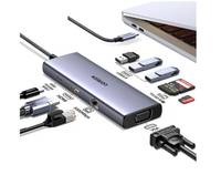 UGREEN Hub USB-C 9-in-1 mit 4K HDMI- 9 Anschlüsse: 3x USB-A 3.0, 1x HDMI, 1x