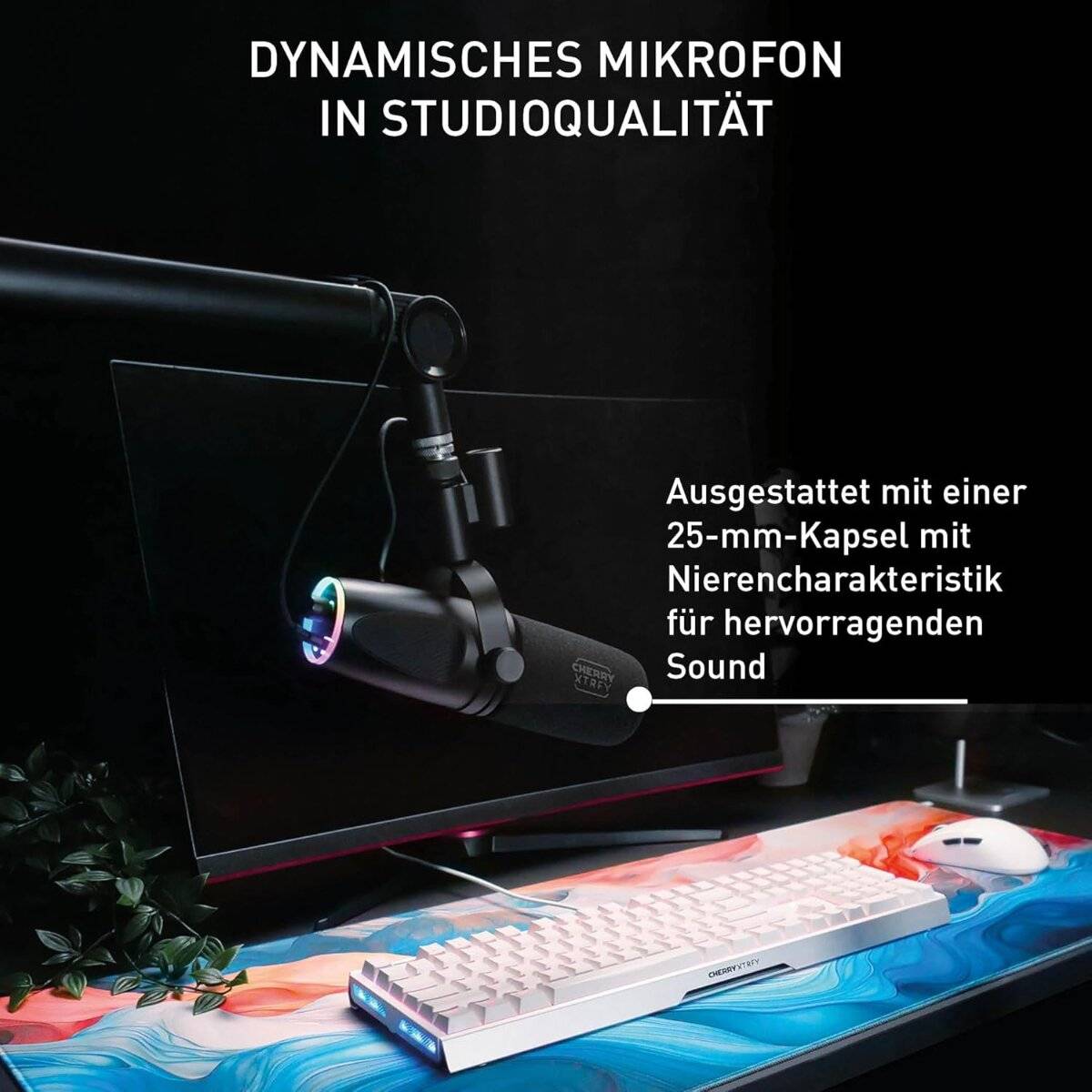 Cherry Xtrfy NGALE X Mikrofon – USB & XLR, dynamisch, Cardioid, Plug & Play